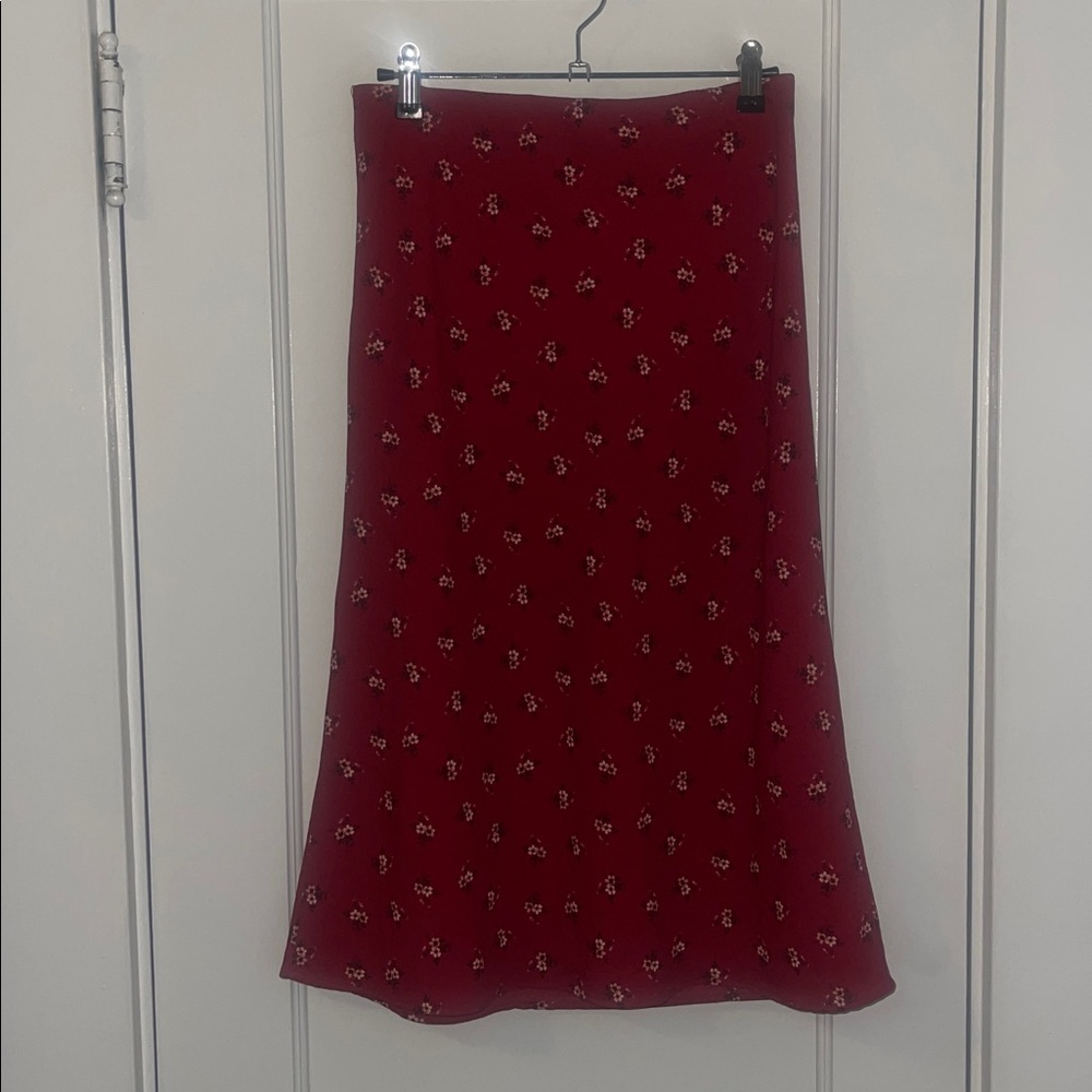 Aeropostale Red Floral Midi Skirt